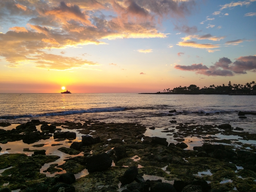 Beautiful sunset in Kailua-Kona on Hawaii Island.