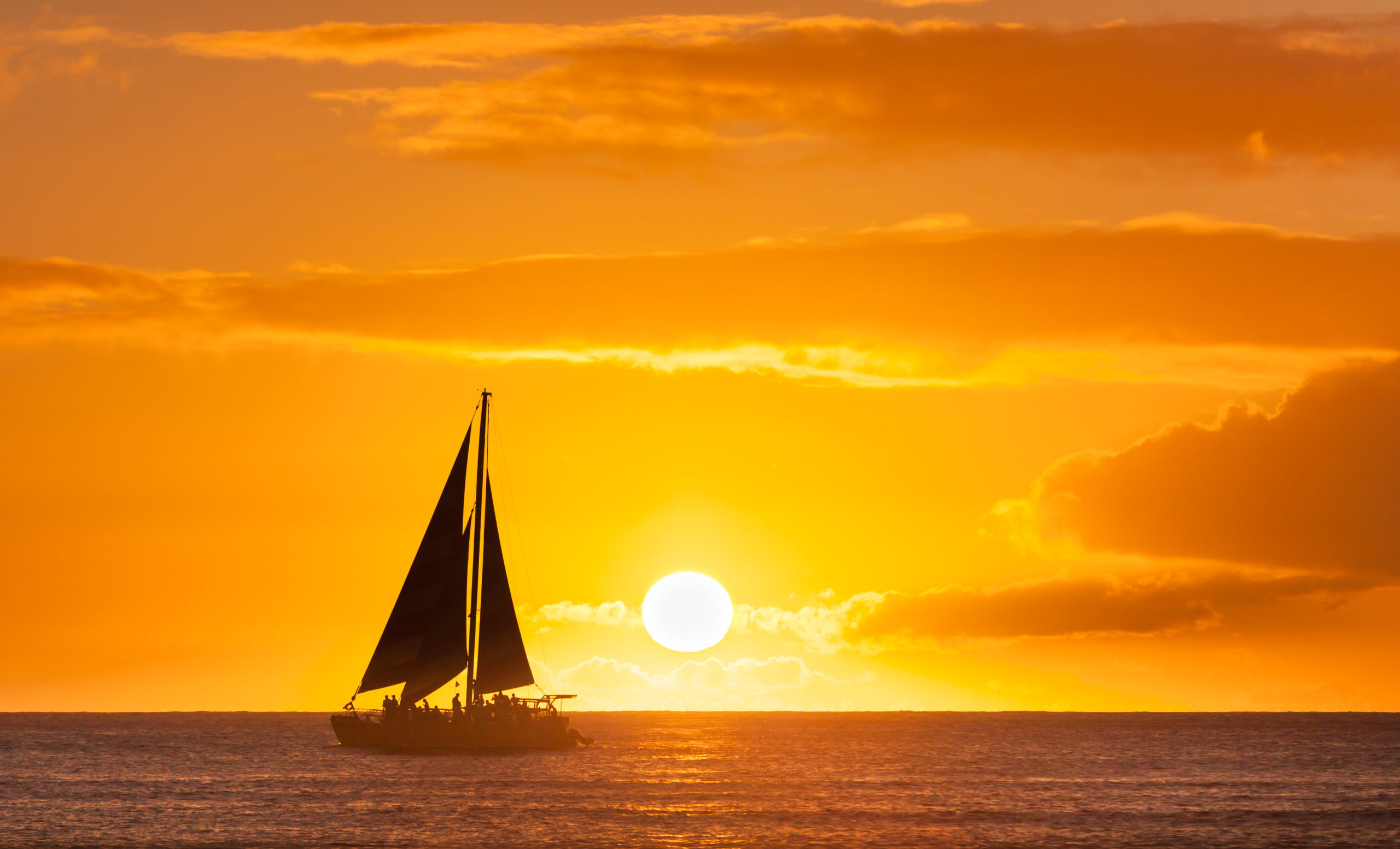 catamaran waikiki beach sunset